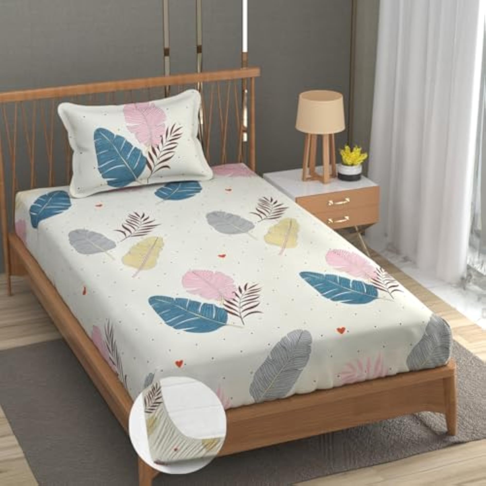 Premium Cotton Elastic Fitted Bedsheets with Pillow Covers, King Size